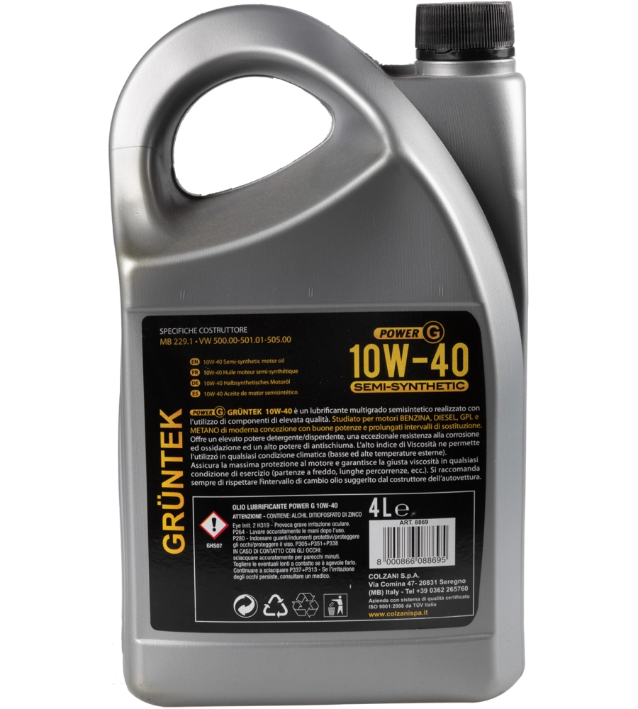 OLIO POWER-G SEMI-SINTETICO 4L 10W40 PER MOTORI DIESEL BENZINA